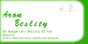 aron beslity business card